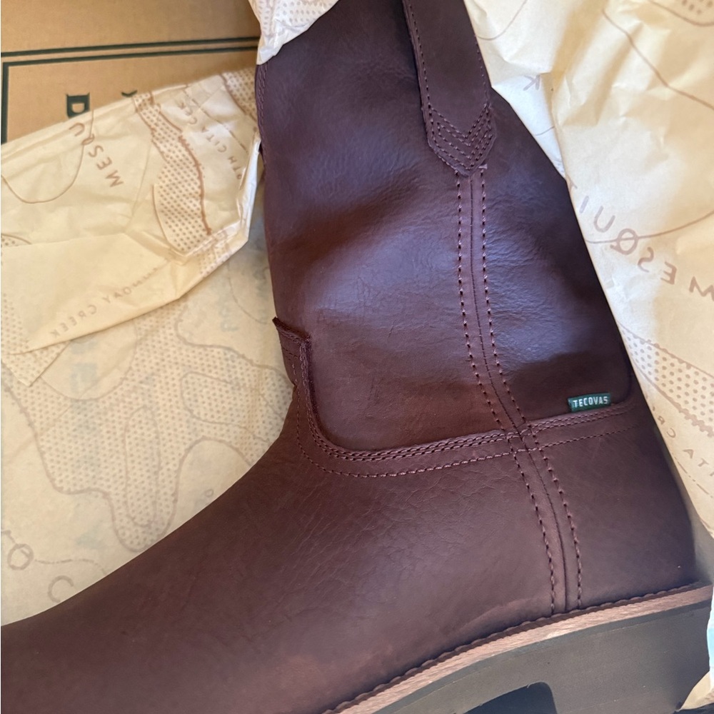 Tecova Brown Leather Pull-On Work Boot Brand New!! Size 9.5 EE - Picture 3 of 10
